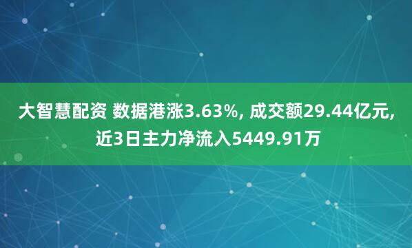 大智慧配资 数据港涨3.63%, 成交额29.44亿元, 近3日主力净流入5449.91万