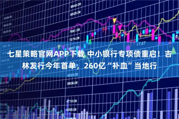 七星策略官网APP下载 中小银行专项债重启！吉林发行今年首单，260亿“补血”当地行